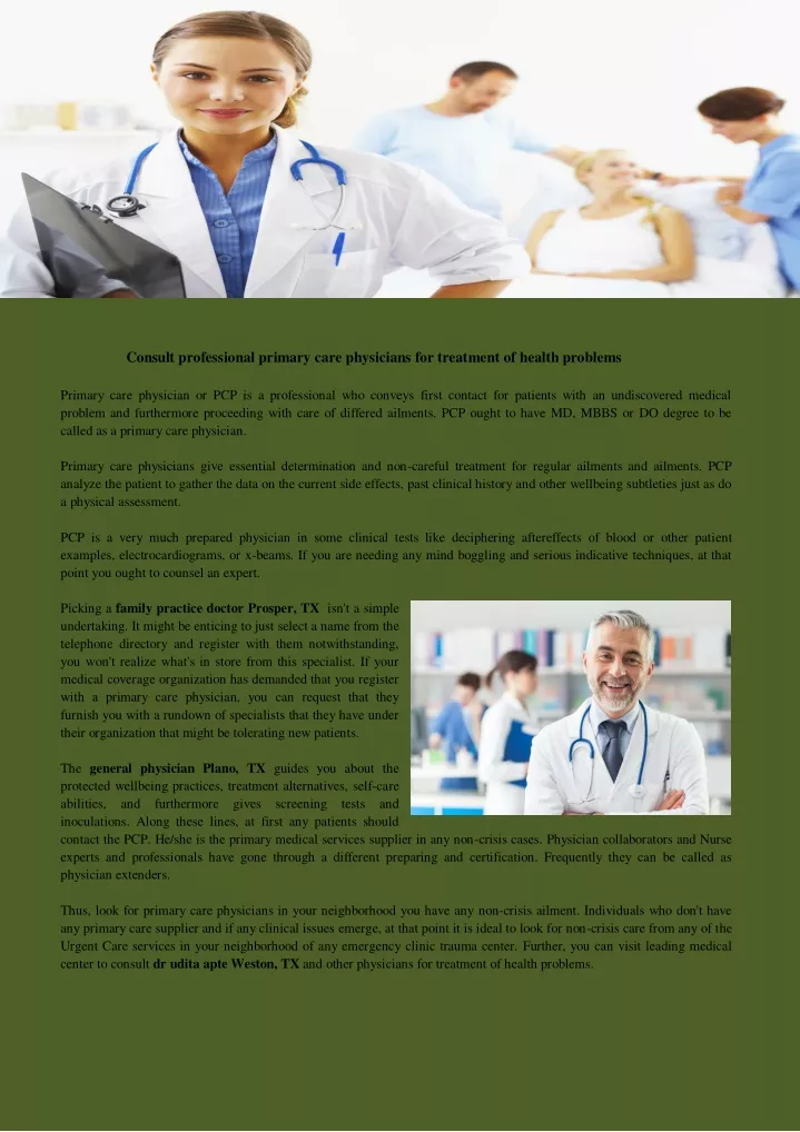 consult professional primary care physicians