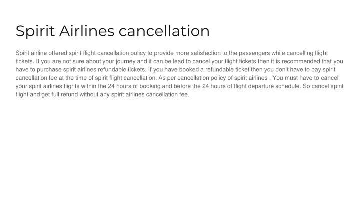 spirit airlines cancellation