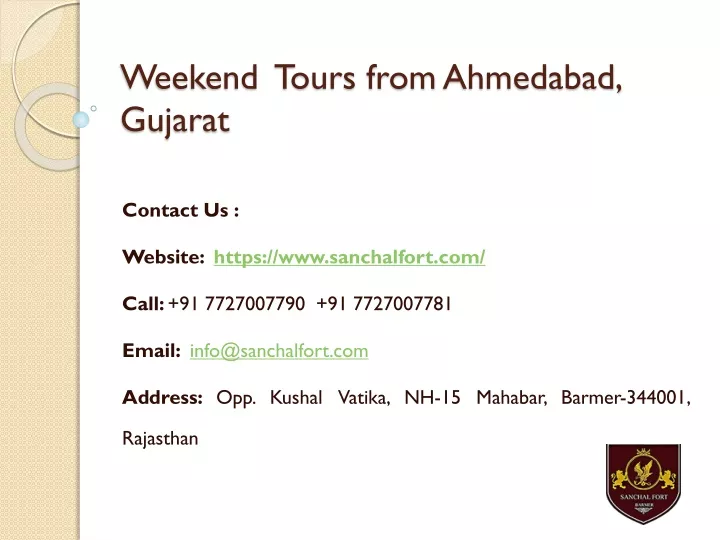 weekend tours from ahmedabad gujarat
