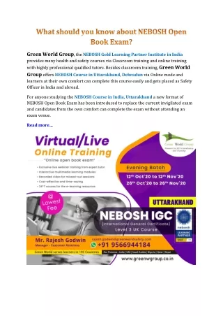green world group the nebosh gold learning