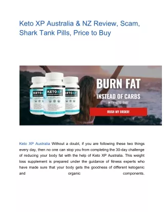 Keto XP Australia & NZ Review, Scam, Shark Tank Pills, Price to Buy