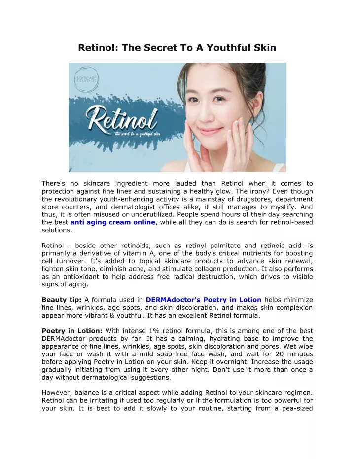 retinol the secret to a youthful skin