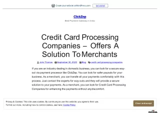Credit Card Processing Companies Offers A Solution To merchants