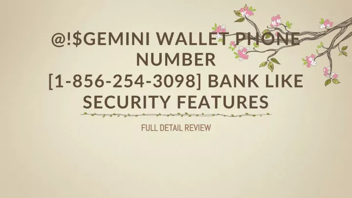@ gemini wallet phone number 1 856 254 3098 bank like security features