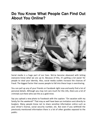Do You Know What People Can Find Out About You Online