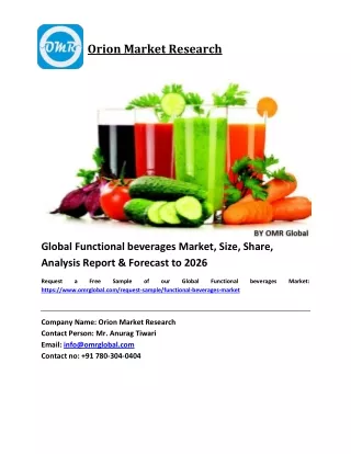 Global Functional beverages Market Size, Industry Trends, Share and Forecast 2020-2026