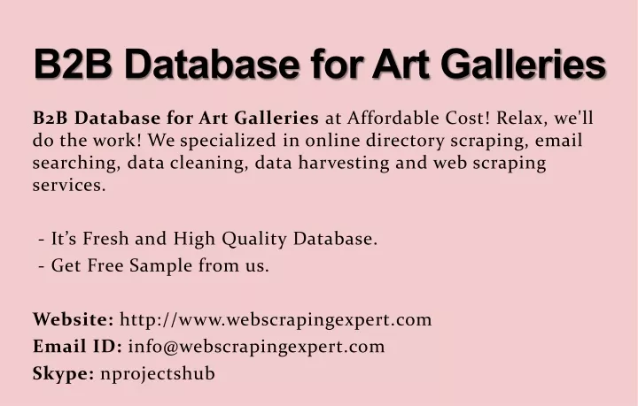b2b database for art galleries