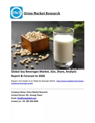 Global Soy Beverages Market Size, Industry Trends, Share and Forecast 2020-2026