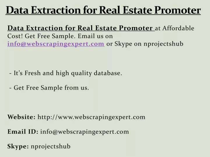 data extraction for real estate promoter