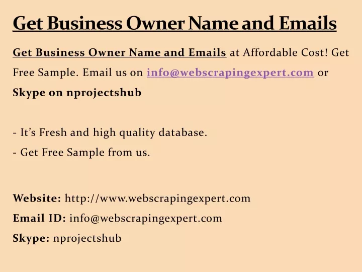 get business owner name and emails