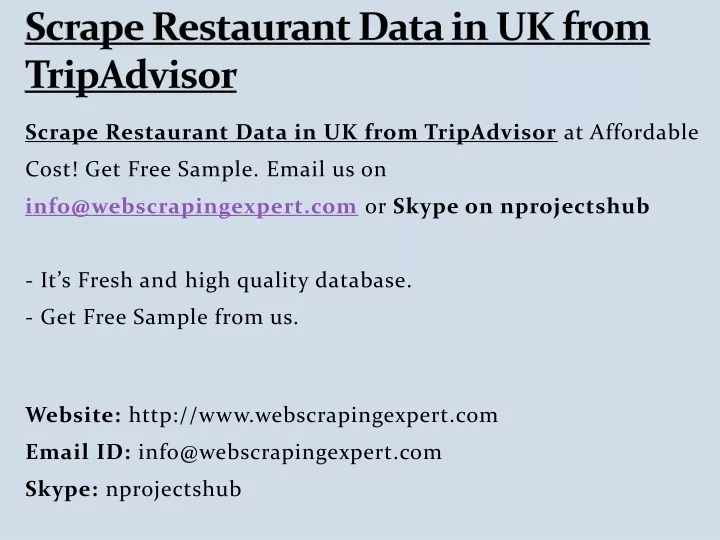 scrape restaurant data in uk from tripadvisor