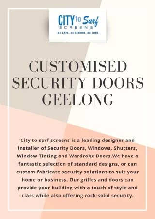 Customised Security Doors Geelong