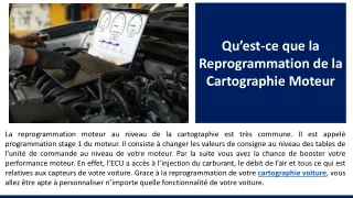 Qu’est-ce que la Reprogrammation de la Cartographie Moteur