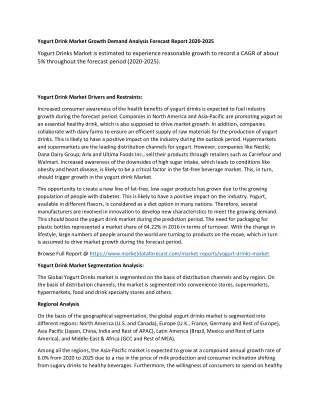 yogurt drink market growth demand analysis