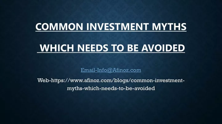 common investment myths
