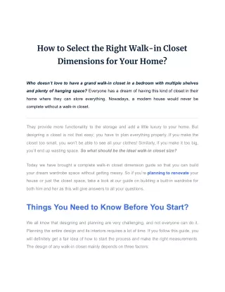 how to select the right walk in closet dimensions