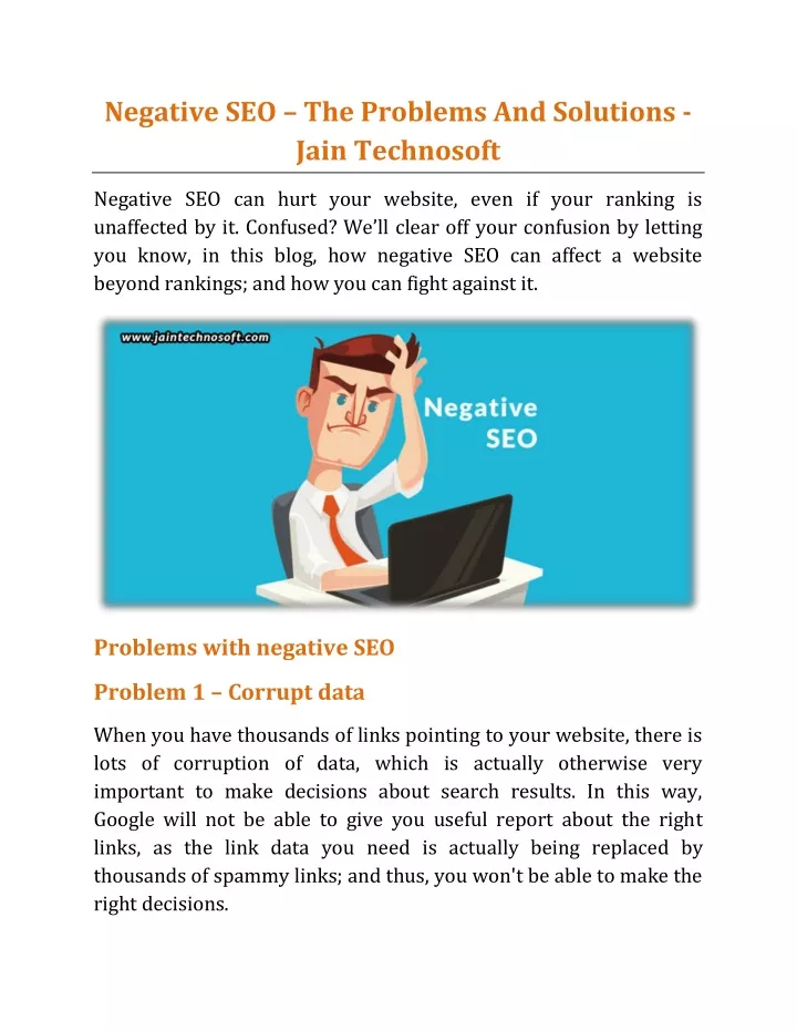 negative seo the problems and solutions jain