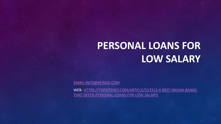 personal loans for low salary