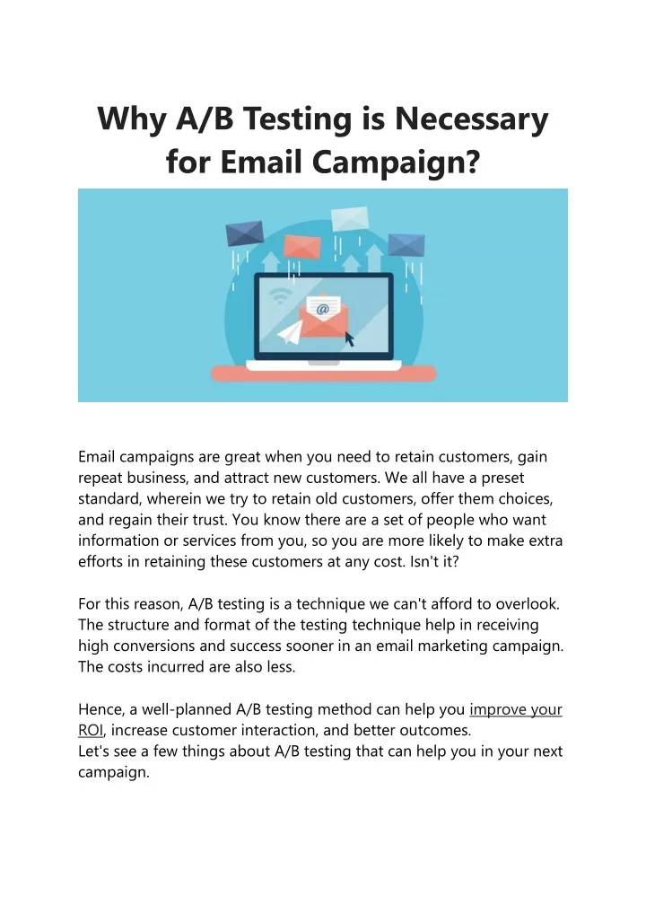 why a b testing is necessary for email campaign