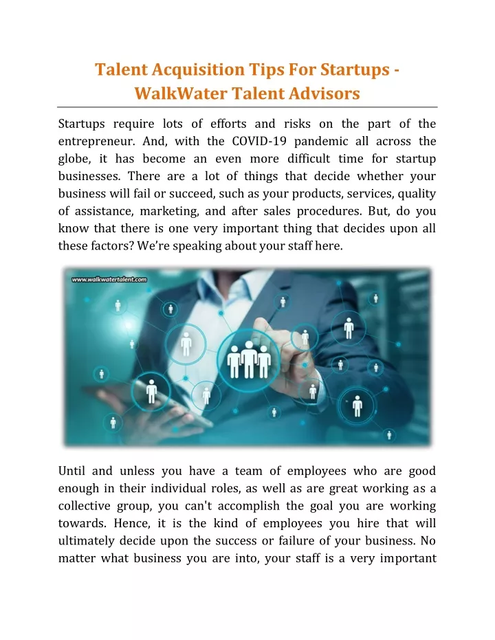 talent acquisition tips for startups walkwater