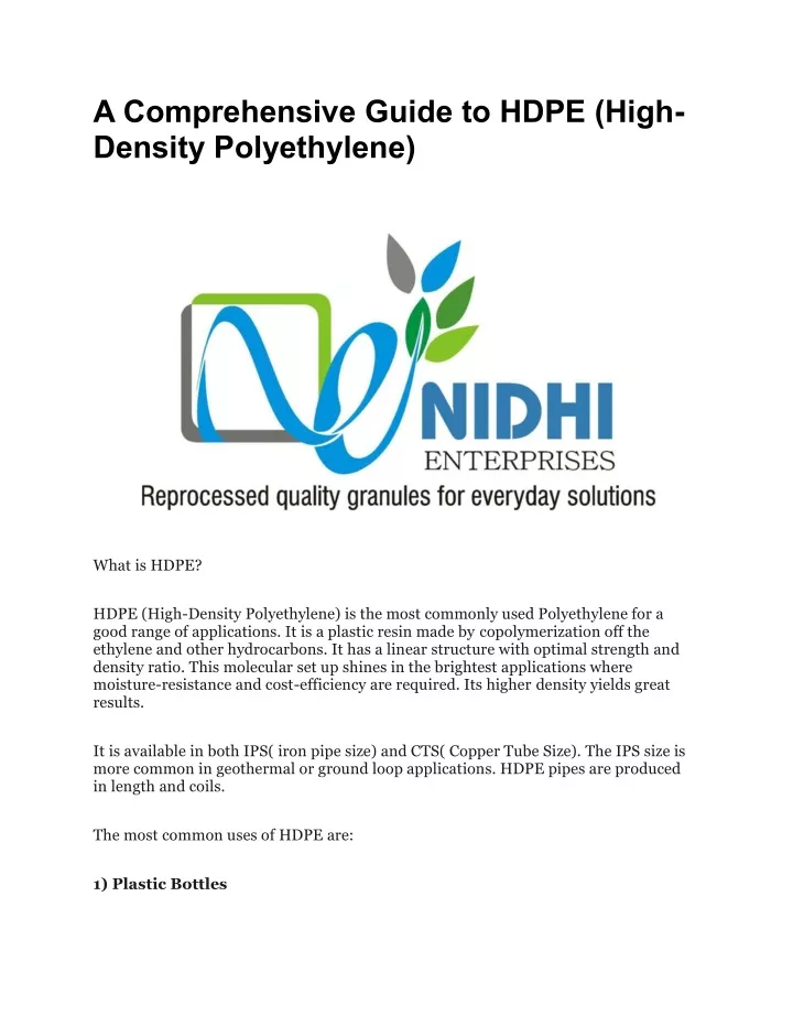 a comprehensive guide to hdpe high density