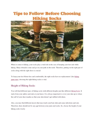 tips to follow before choosing hiking socks