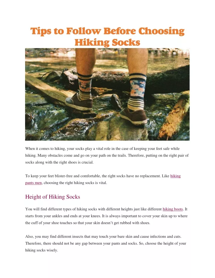tips to follow before choosing hiking socks