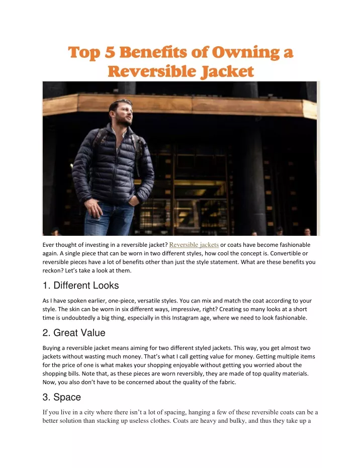 top 5 benefits of owning a reversible jacket