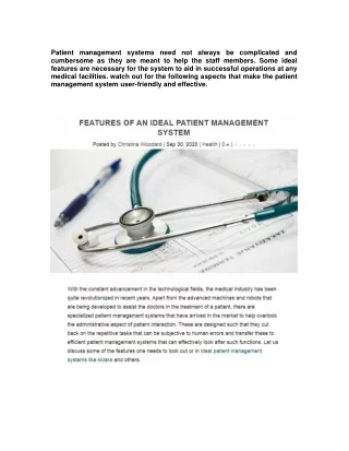 Features of an ideal patient management system