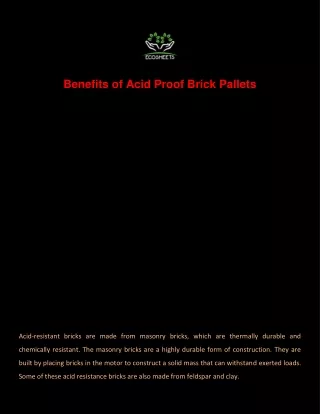 Benefits of Acid Proof Brick Pallets