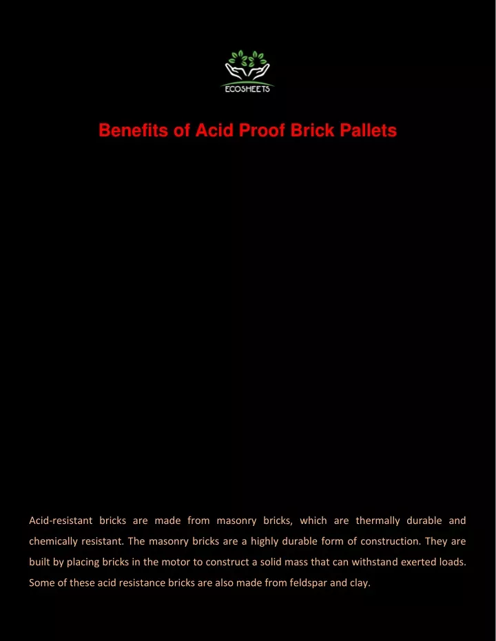 benefits of acid proof brick pallets