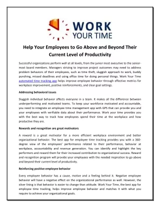 Help Your Employees to Go Above and Beyond Their Current Level of Productivity