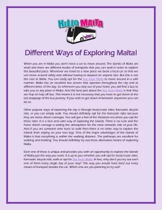 Different Ways of Exploring Malta!