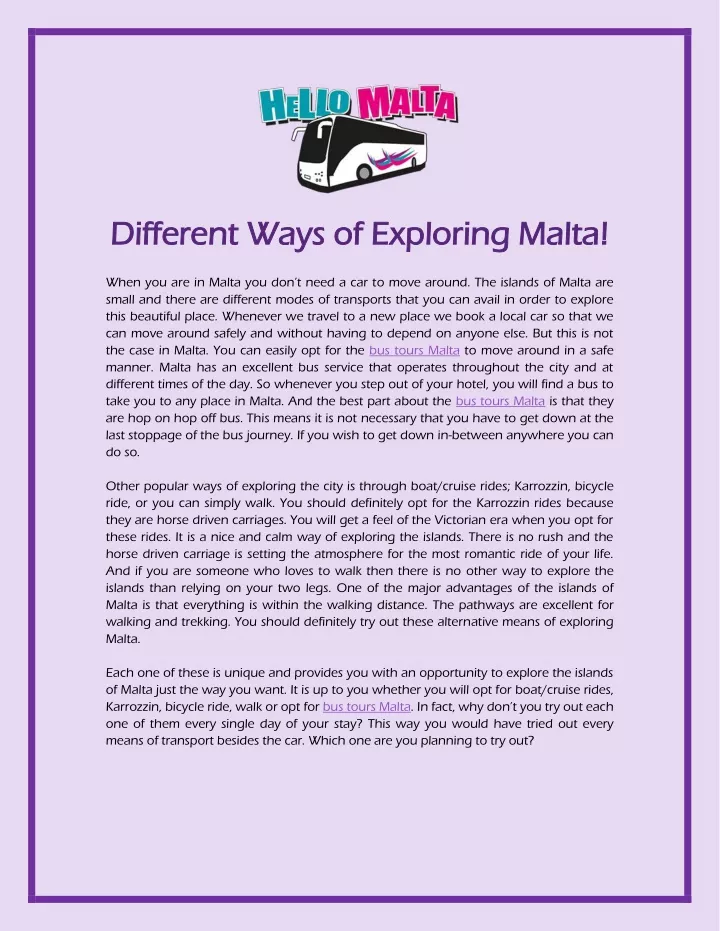 different ways of exploring malta different ways