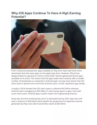 why ios apps continue to have a high earning