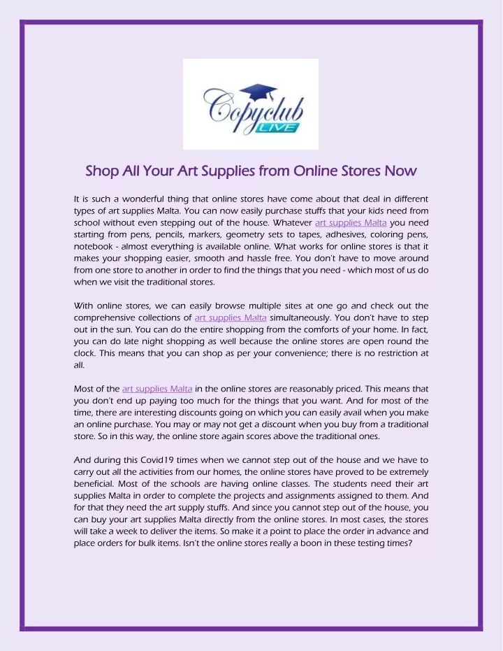 shop all your art supplies from online stores