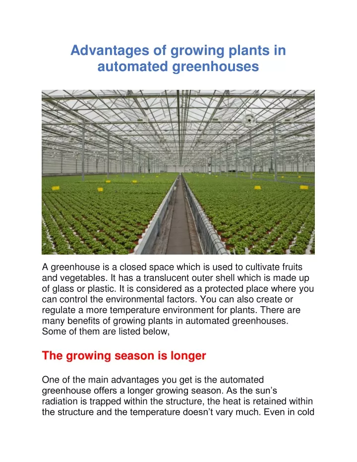 advantages of growing plants in automated