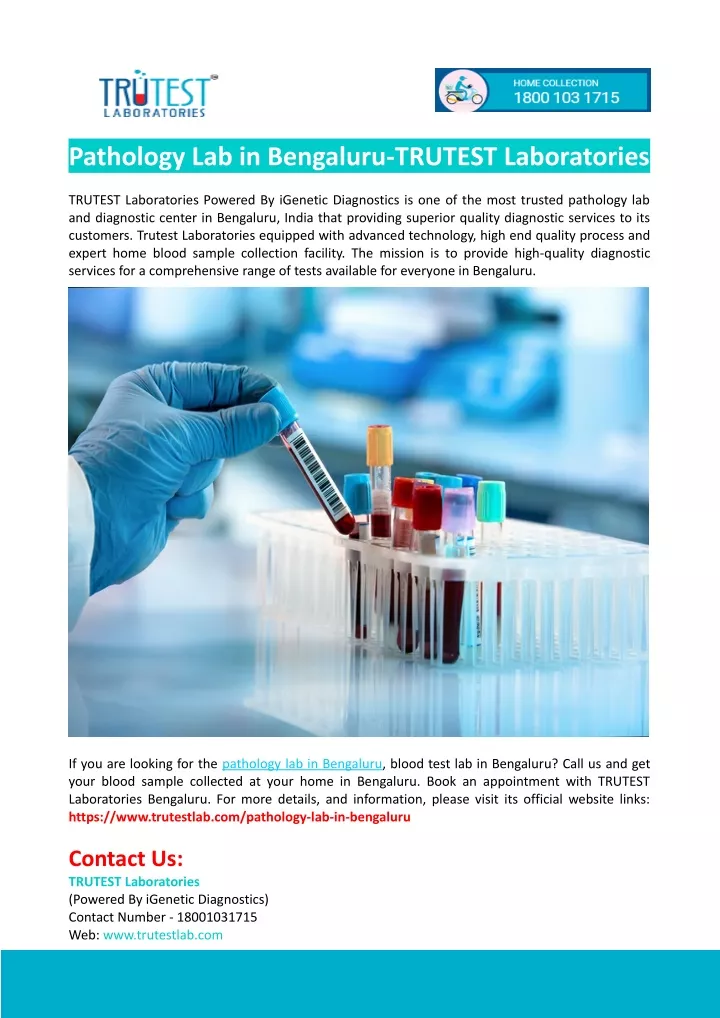 pathology lab in bengaluru trutest laboratories