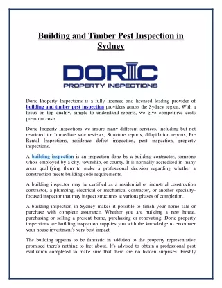 building and timber pest inspection in sydney