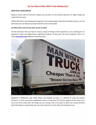 Do You Need A Man With A Van Melbourne?