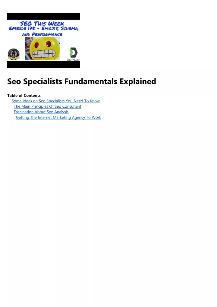 seo specialists fundamentals explained