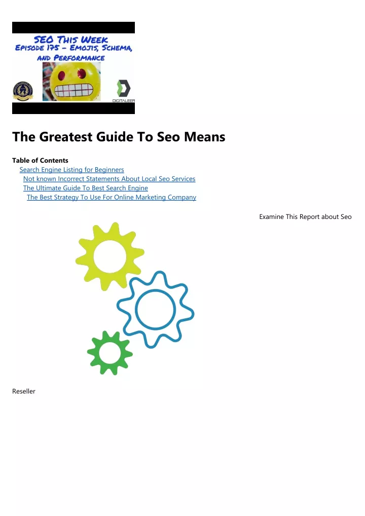 the greatest guide to seo means