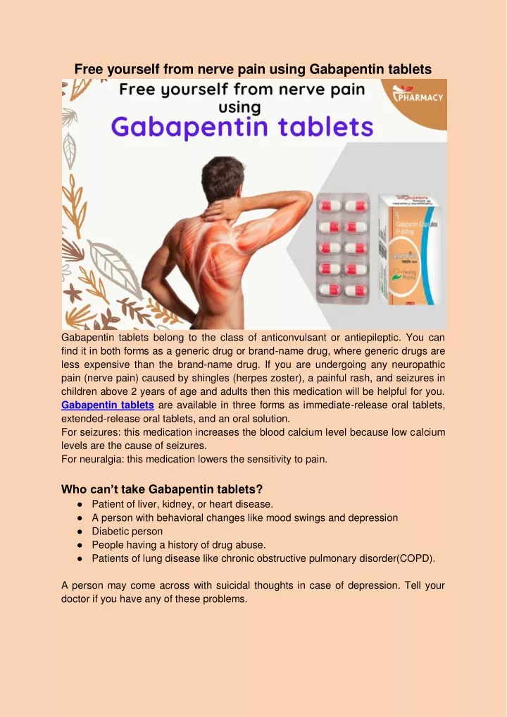 free yourself from nerve pain using gabapentin