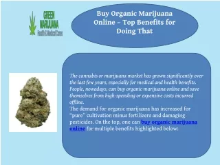Buy Organic Marijuana Online – Top Benefits for Doing That