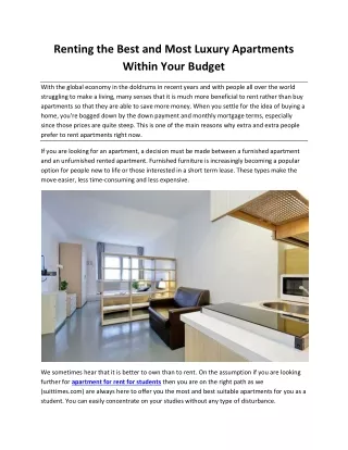 renting the best and most luxury apartments