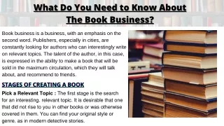What Do You Need to Know About The Book Business?