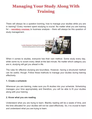managing your study along with training