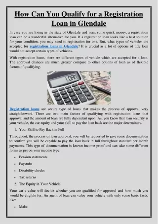 how can you qualify for a registration loan