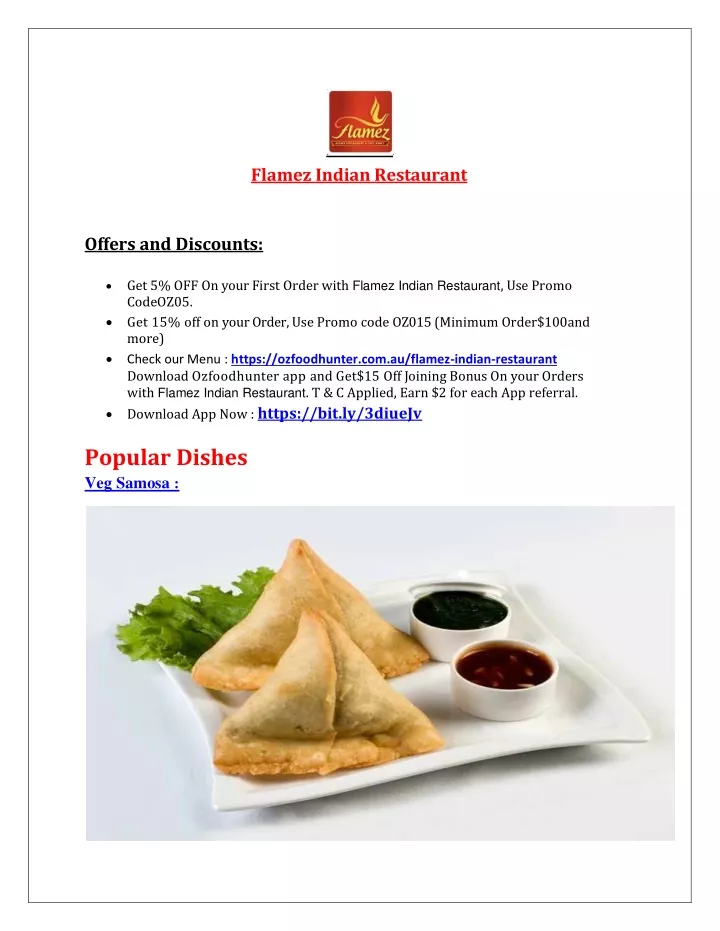 flamez indian restaurant offers and discounts