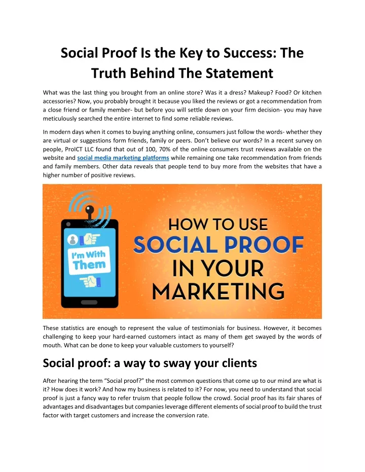 social proof is the key to success the truth